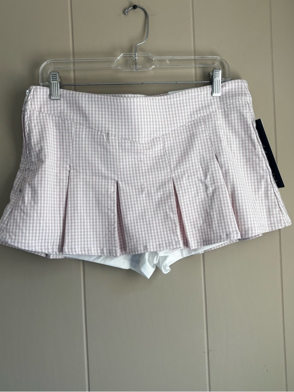 Madden Girl Pink Gingham Pleated Skort Built-In Shorts. Y2K style. Size Large